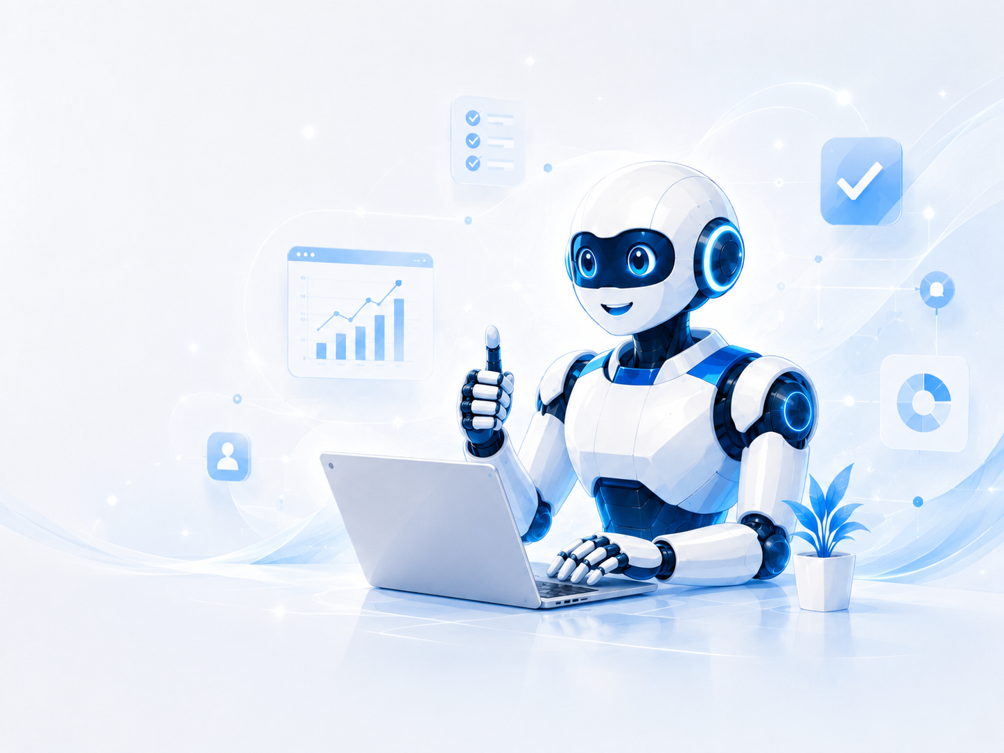 AIと人が業務の改善と自動化を進めるイラスト